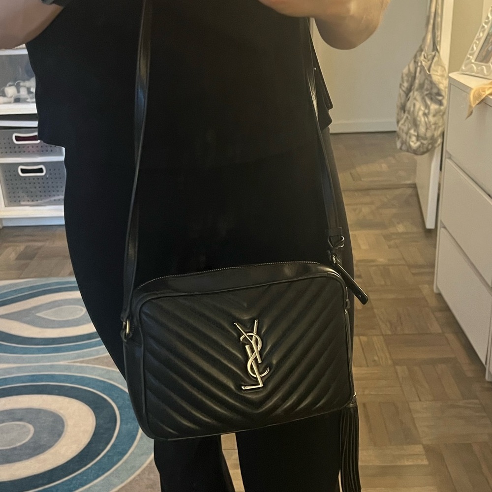 Yves Saint Laurent Black Quilted Leather Camera Bag with Gold Logo - Picture 13 of 17